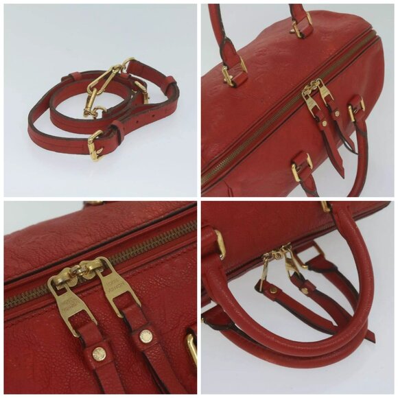 LOUIS VUITTON Monogram Empreinte Speedy Bandouliere 30 Bag 2way Red - Picture 13 of 13